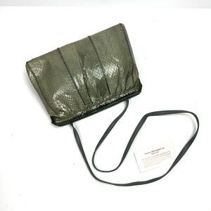 Vintage Laura Adams Sage Green Snake Skin Leather Mini Clutch Purse